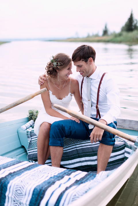 meridian beach wedding, row boat, bride, sunset, nicole sarah photography