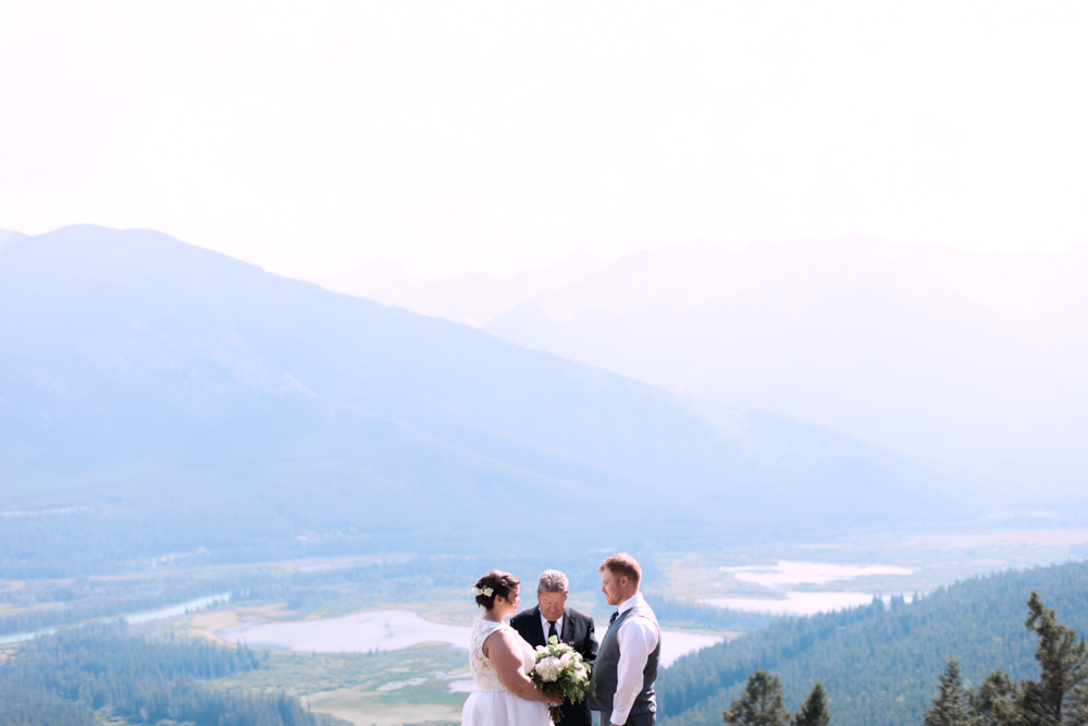 Romantic Banff Elopement, ceremony on mountain, calgary wedding photographers nicole sarah