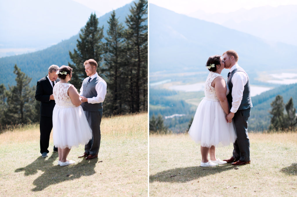 Romantic Banff Elopement, ceremony on mountain, calgary wedding photographers nicole sarah