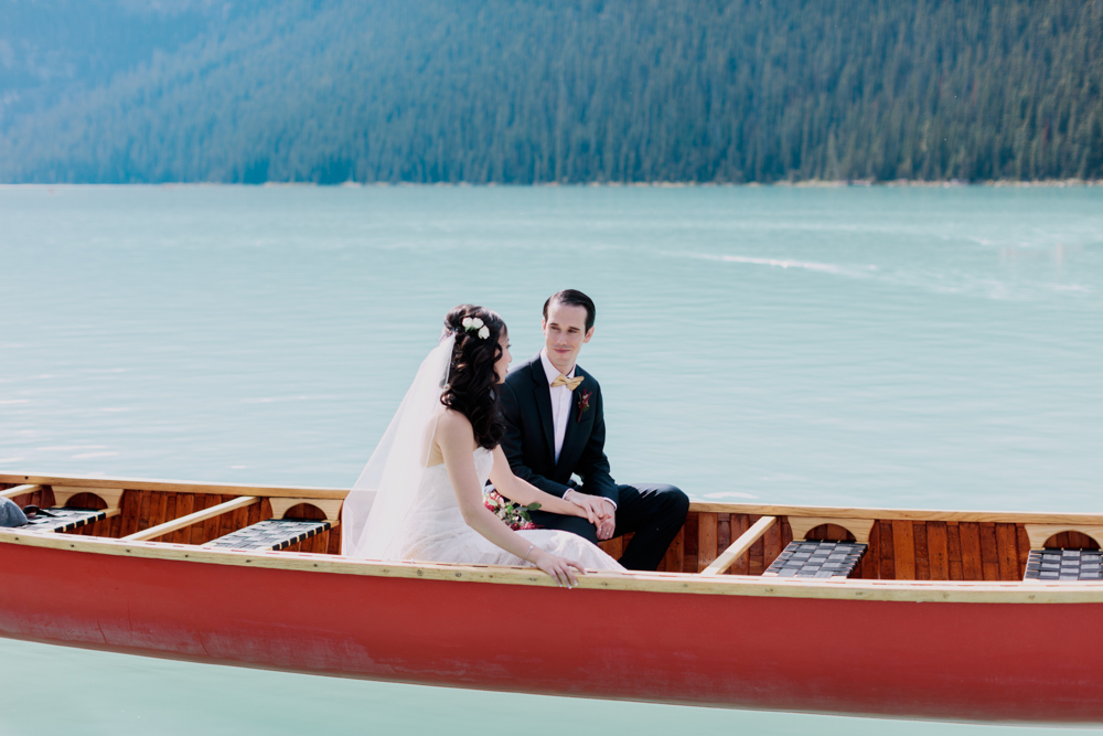 Chateau Lake Louise Wedding, bride groom portrait, mountains, calgary photographers nicole sarah