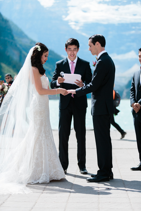 Chateau Lake Louise Wedding, wedding ceremony, calgary photographers nicole sarah