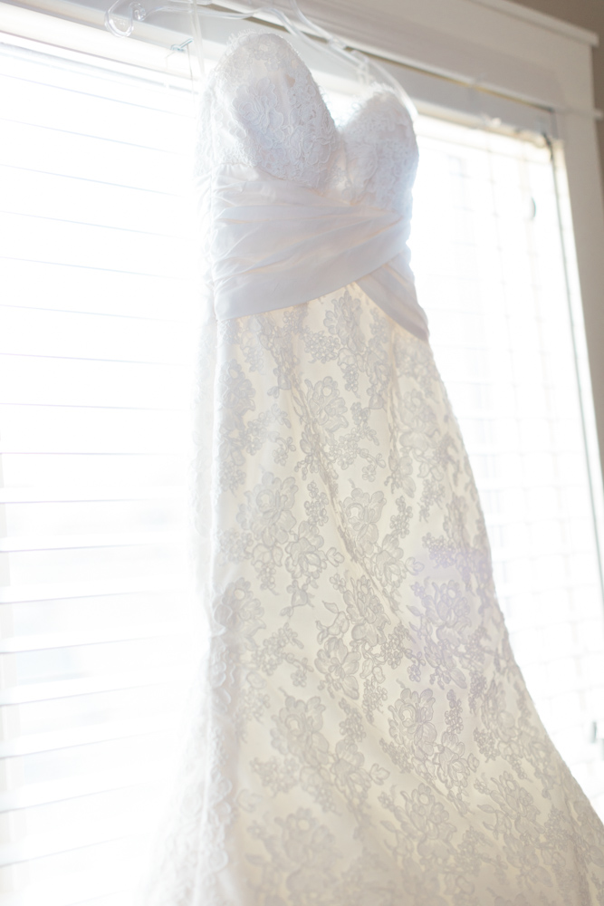 photo of wedding dress at the fairmont banff springs hotel from calgary wedding photographer nicole sarah