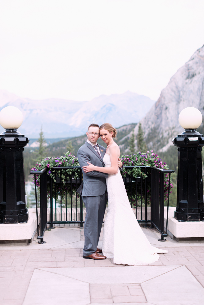 bride and groom at fairmont banff springs, nicole sarah wedding photographer in calgary