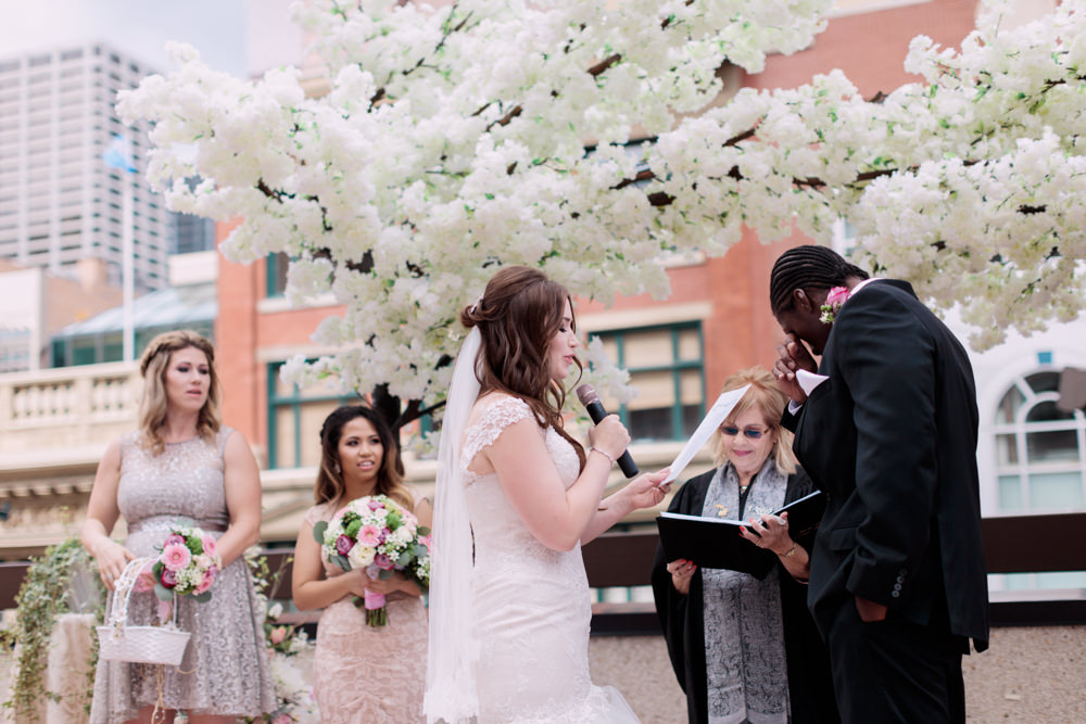 rooftop wedding, cherry blossoms, urban wedding photos, calgary wedding photographers, downtown wedding 