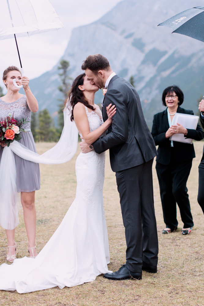 wedding ceremony, sunset photo, nicole sarah, calgary wedding photographers, mountains, banff, tunnel mountain, wedding vows