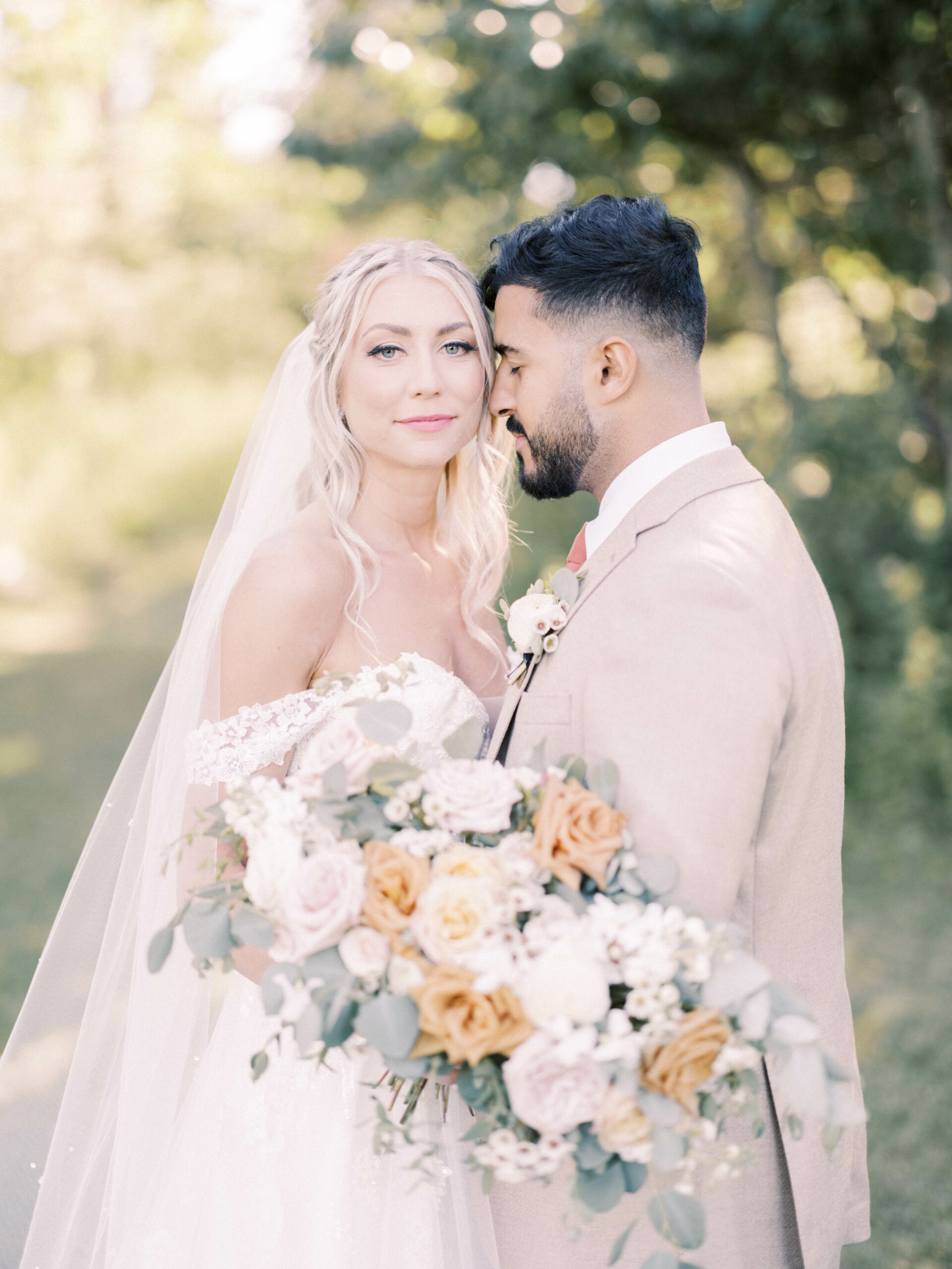 pastel flowers, toffee roses, film wedding photography
