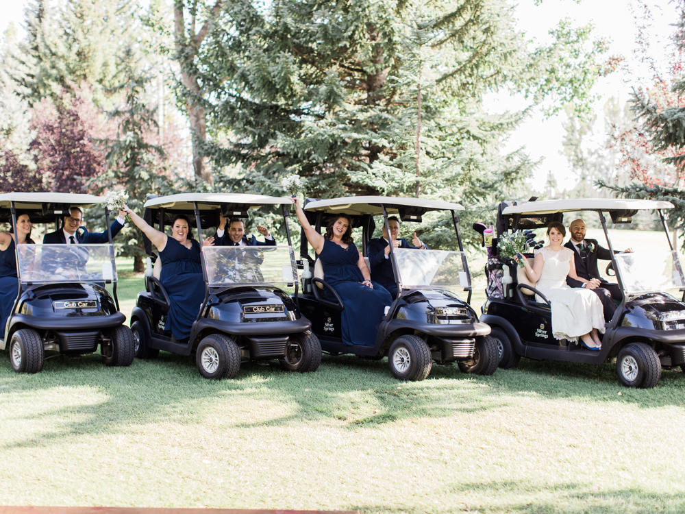 Scottish Wedding at Silver Springs Golf Course, scottish wedding, scottish wedding tartan, capped sleeve wedding gown, cap sleeve wedding dress, film wedding photographer, first look photos, fall scottish wedding, bride and groom sunset poses, traditional scottish wedding, golf course wedding pictures