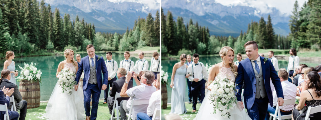 canmore wedding photographer, banff wedding photographer, calgary wedding photographer, crop top wedding dress, mountain wedding, film wedding, outdoor mountain wedding ceremony, large flower bouquet, navy groom suit, sage bridesmaid gowns, groom crying, bridesmaids laughing, bridesmaid inspiration, powder blue bridesmaid gown, two piece bride gown, tulle skirt, watters skirt, theia skirt, beaded crop top, summer wedding, mountainscape wedding, romantic rocky mountain wedding, love in the rockies, tacori oval ring, the mrs. box pink
