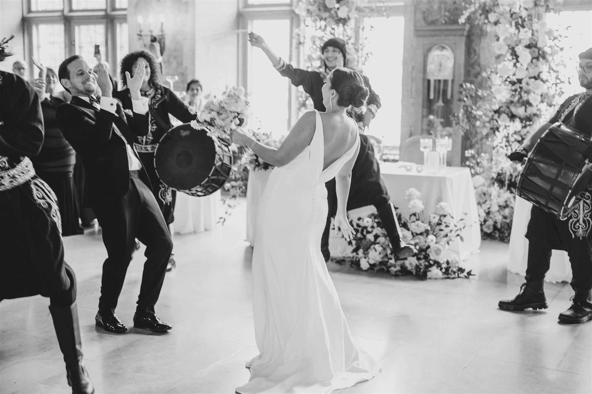 mt. stephen's hall wedding reception, floral arch, flower artistry centrepieces, wedding flower design, luxury reception banff springs, zaffe dance, lebanese wedding