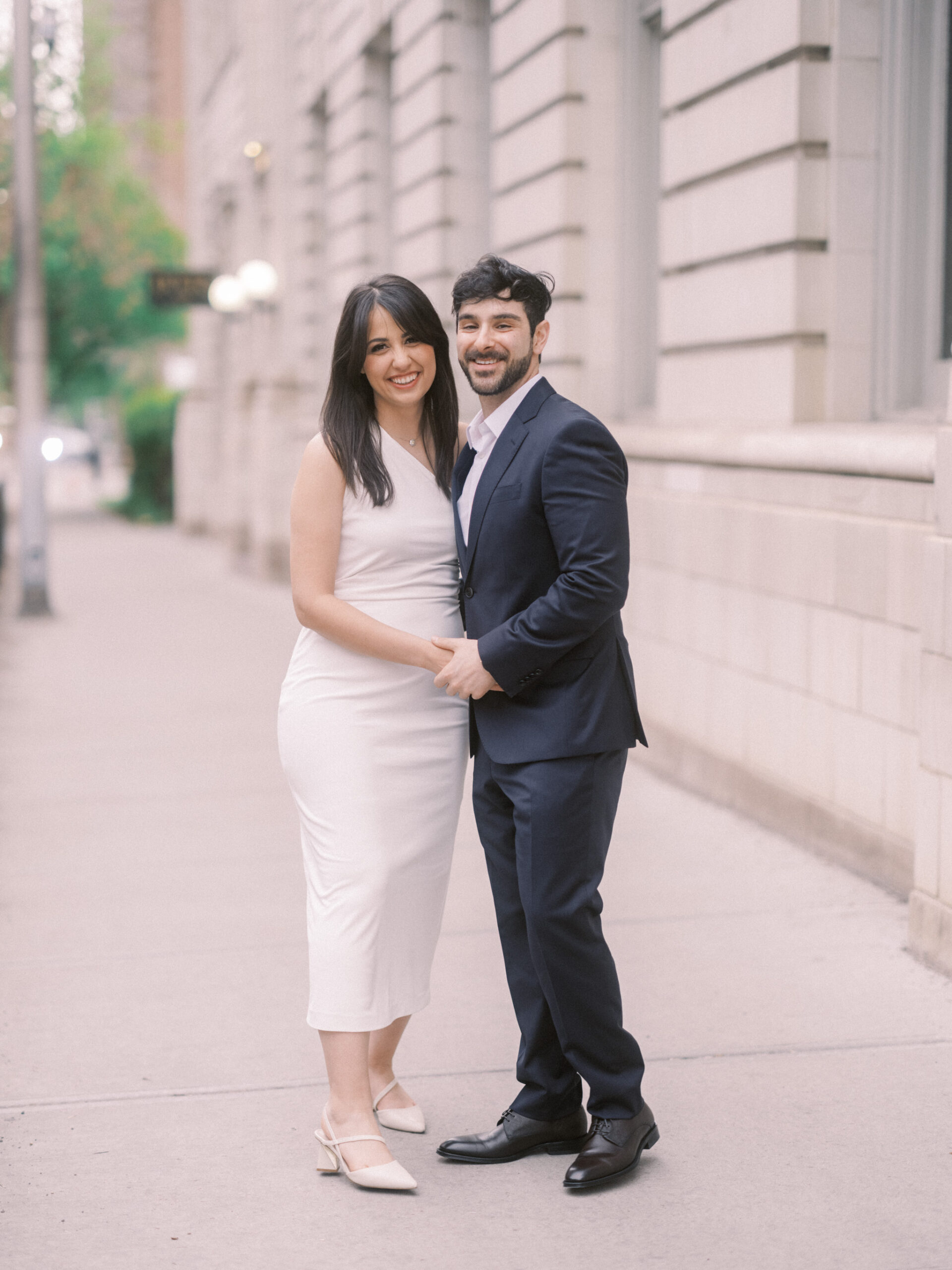 Modern Stephen's Avenue Engagement, new york engagement, nicole sarah, modern engagement session, white dress engagement, hailing a cab engagement, couple running downtown engagement, downtown engagement session, urban new york vibe, teatro engagement session, calgary wedding photographer, nicole sarah, best wedding photographers calgary, affordable wedding photography