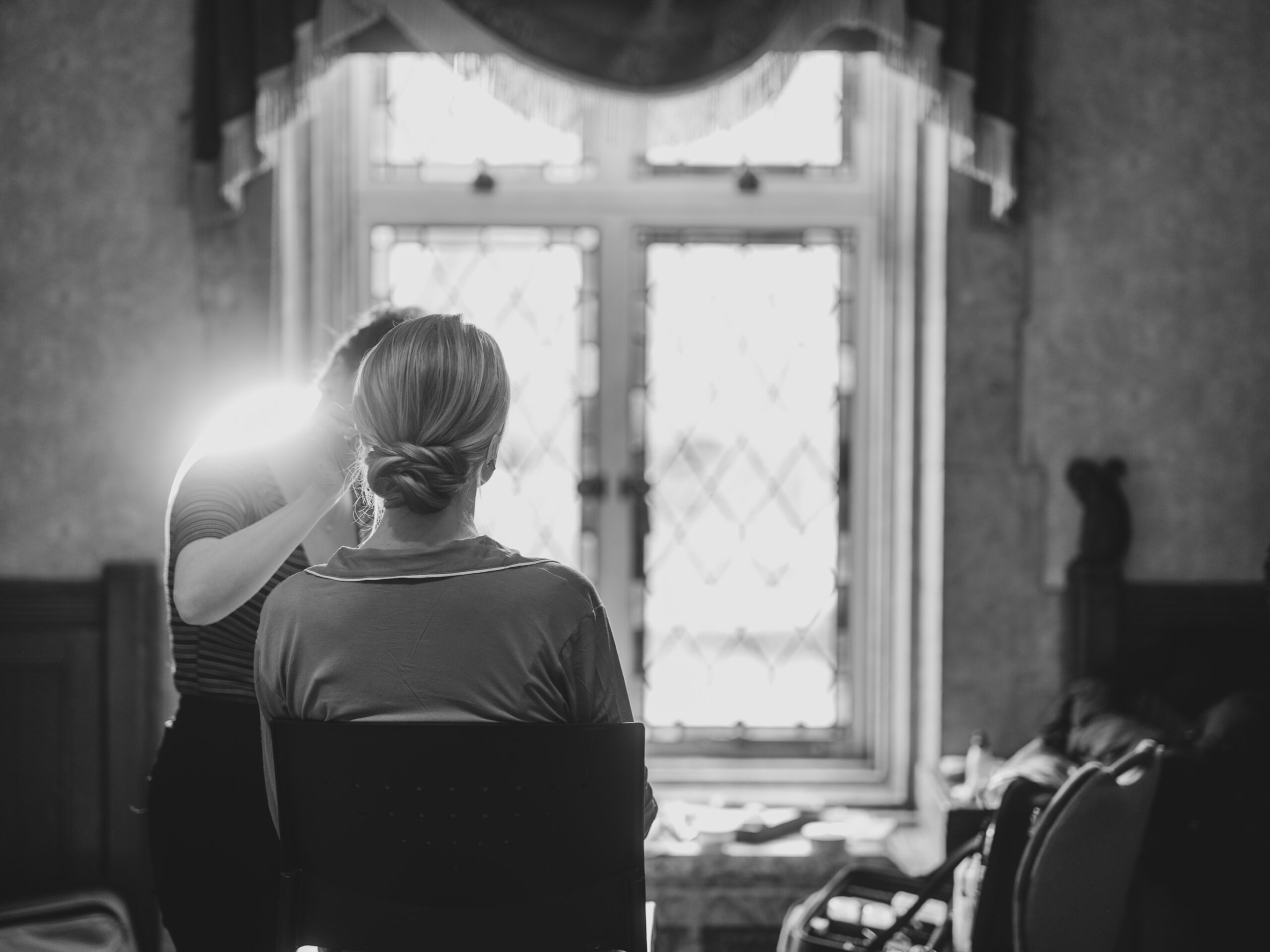 bride getting makeup done, bride getting ready