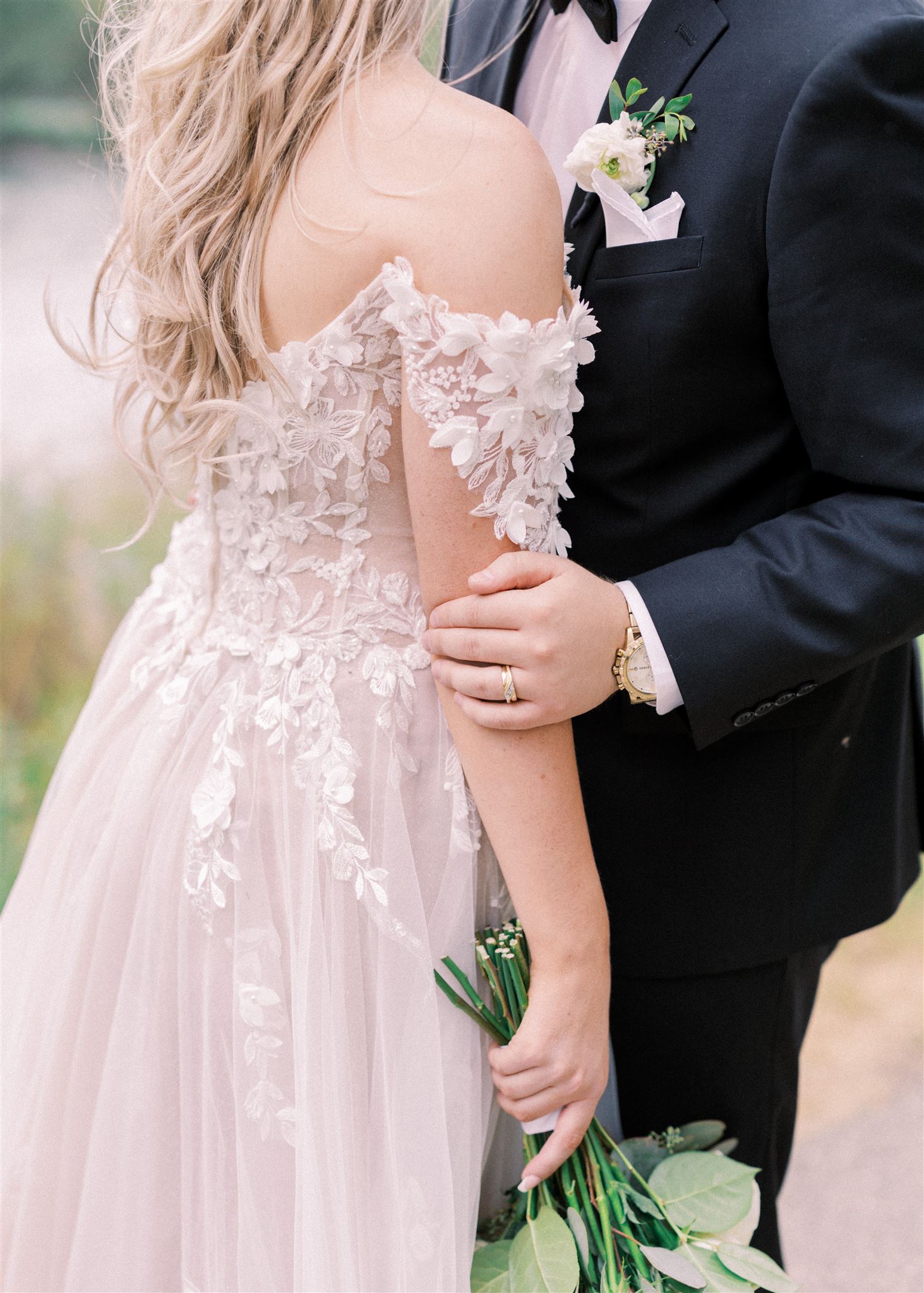 Waterfront Park Summer Calgary Wedding, lace wedding dress, nicole sarah, film wedding photography, film wedding photos, luxury wedding photographer calgary, romantic wedding portraits, alberta wedding photographers, lush greenery wedding photography, bride groom poses